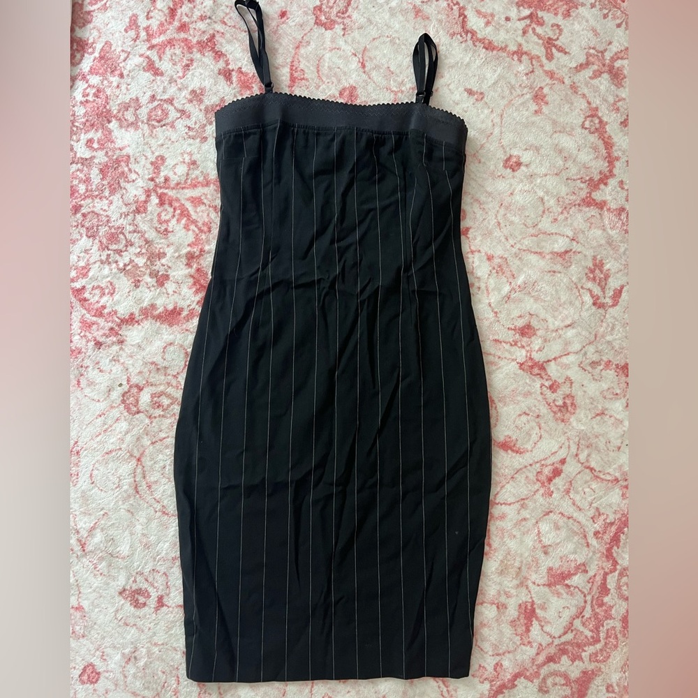 D&G Black Pinstripe Midi Dress